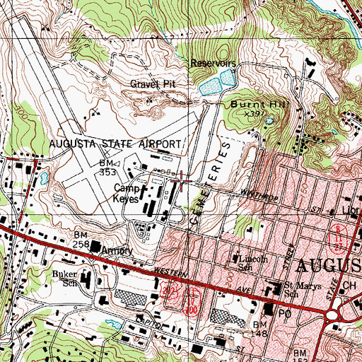 Topographic Map of Camp Keyes, ME