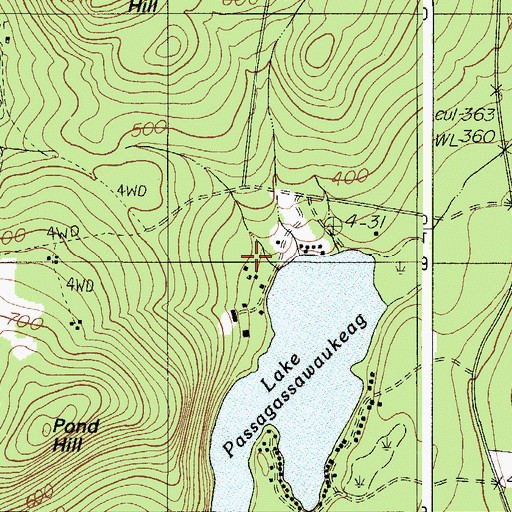 Topographic Map of Camp Paysock, ME
