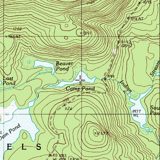 Topographic Map of Camp Pond, ME