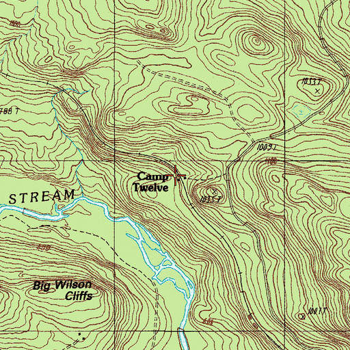 Topographic Map of Camp Twelve, ME