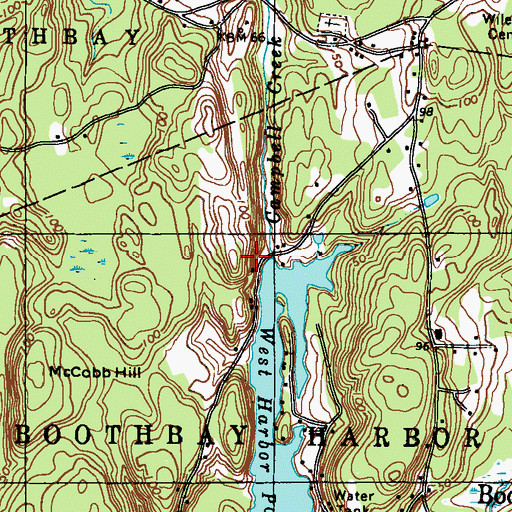 Topographic Map of Campbell Creek, ME