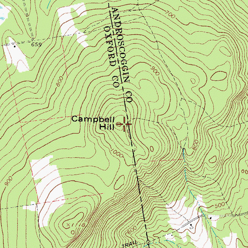 Topographic Map of Campbell Hill, ME