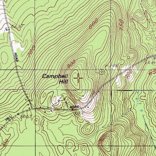 Topographic Map of Campbell Hill, ME
