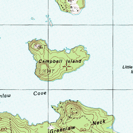 Topographic Map of Campbell Island, ME