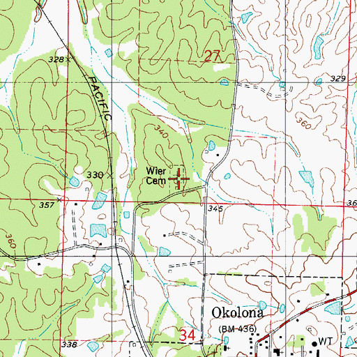 Topographic Map of Wier Cemetery, AR