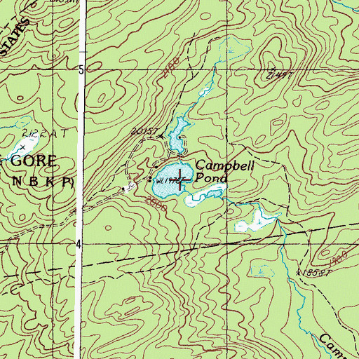 Topographic Map of Campbell Pond, ME