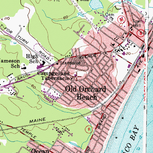 Topographic Map of Campground Tabernacle, ME