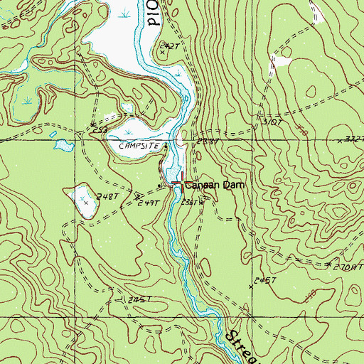 Topographic Map of Canaan Dam, ME