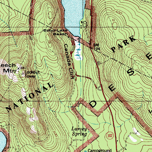 Topographic Map of Canada Cliff, ME