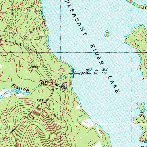 Topographic Map of Canoe Brook, ME