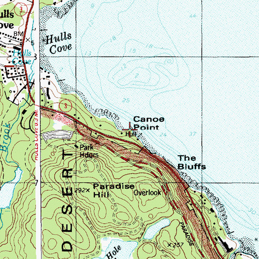 Topographic Map of Canoe Point, ME