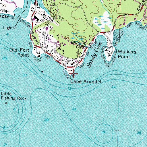 Topographic Map of Cape Arundel, ME