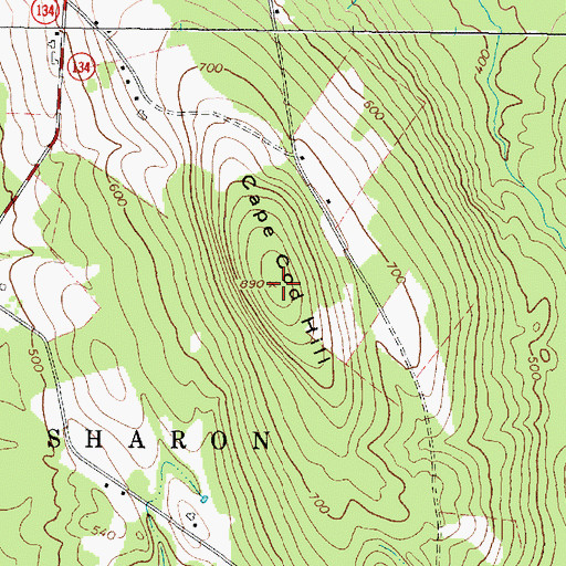 Topographic Map of Cape Cod Hill, ME