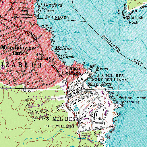 Topographic Map of Cape Cottage, ME