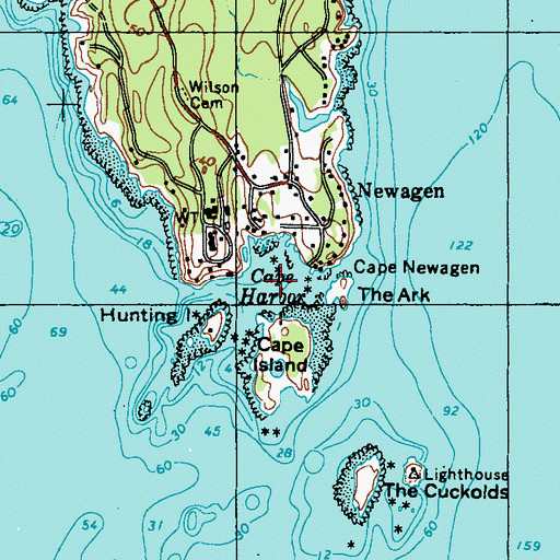 Topographic Map of Cape Harbor, ME