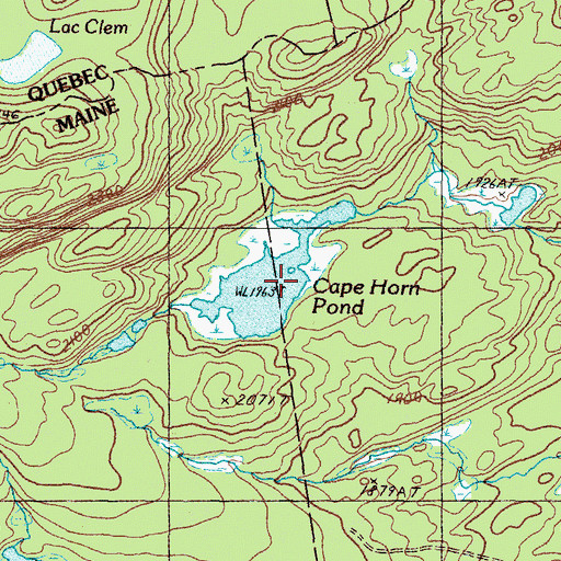 Topographic Map of Cape Horn Pond, ME
