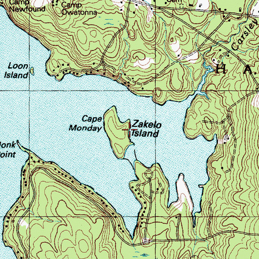 Topographic Map of Cape Monday, ME