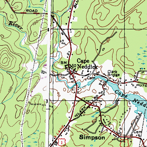 Topographic Map of Cape Neddick, ME