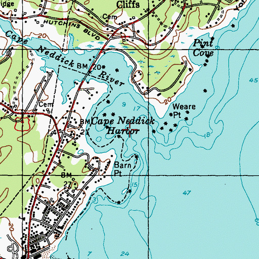 Topographic Map of Cape Neddick Harbor, ME