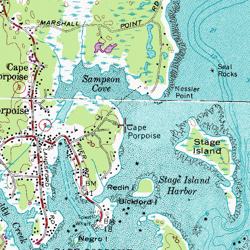 Topographic Map of Cape Porpoise, ME