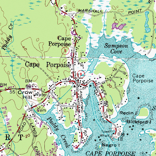 Topographic Map of Cape Porpoise, ME
