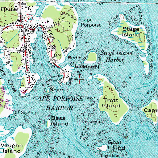 Topographic Map of Cape Porpoise Harbor, ME