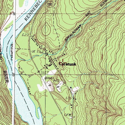 Topographic Map of Caratunk, ME