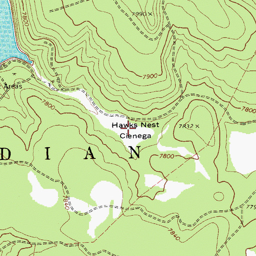 Topographic Map of Hawks Nest Cienega, AZ