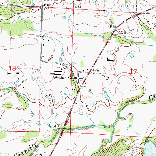 Topographic Map of Wilcox Cemetery, AR