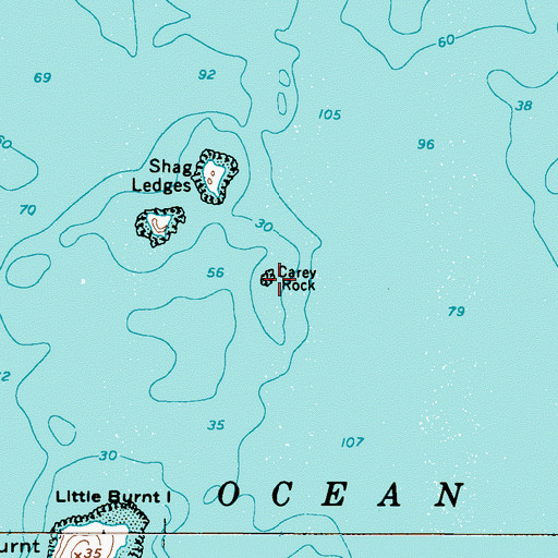 Topographic Map of Carey Rock, ME