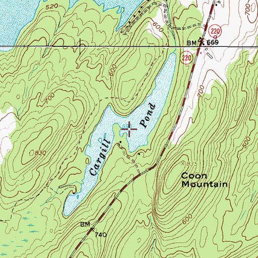 Topographic Map of Cargill Pond, ME