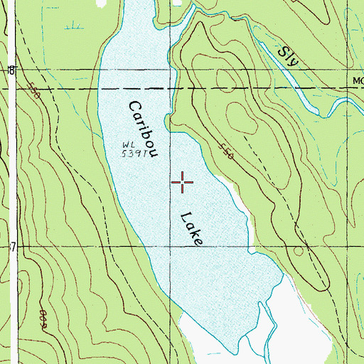 Topographic Map of Caribou Lake, ME