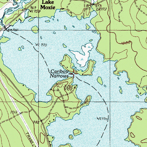 Topographic Map of Caribou Narrows, ME