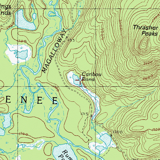 Topographic Map of Caribou Pond, ME