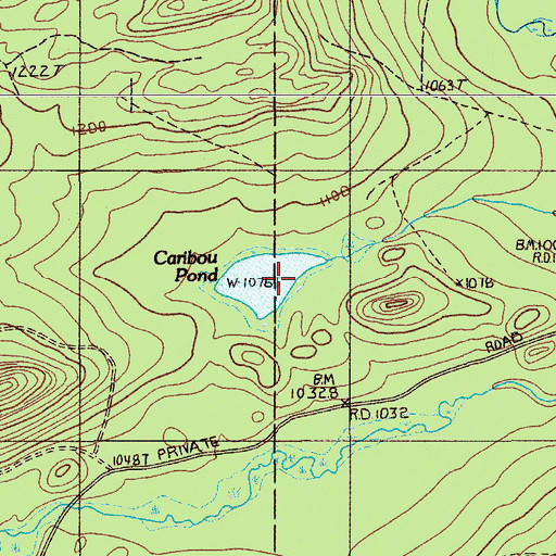 Topographic Map of Caribou Pond, ME