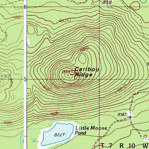 Topographic Map of Caribou Ridge, ME