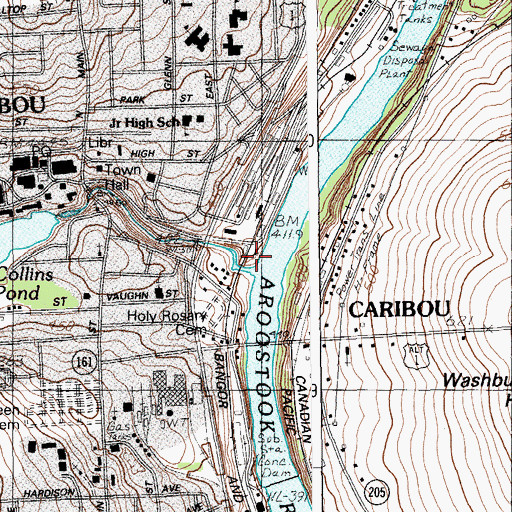 Topographic Map of Caribou Stream, ME