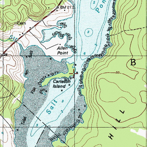 Topographic Map of Carleton Island, ME