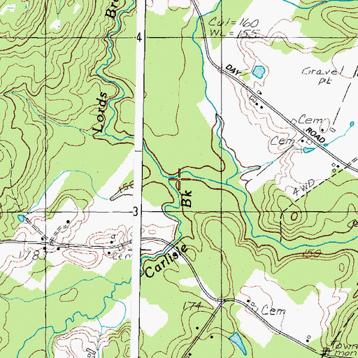 Topographic Map of Carlisle Brook, ME