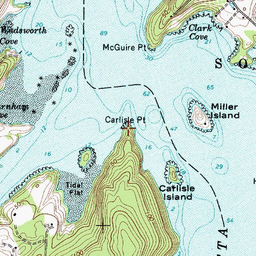 Topographic Map of Carlisle Point, ME