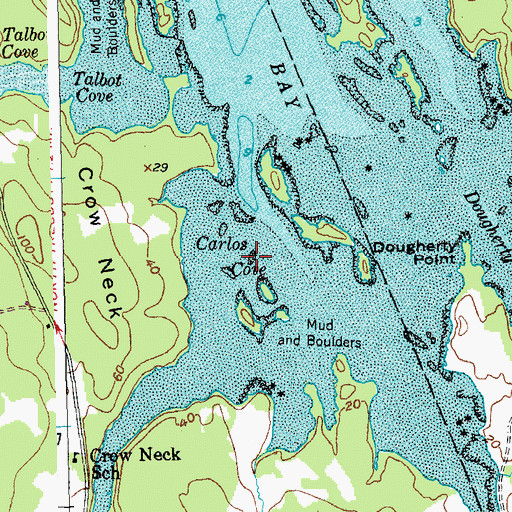 Topographic Map of Carlos Cove, ME