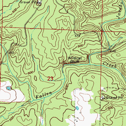 Topographic Map of Wildcat Bluff, AR