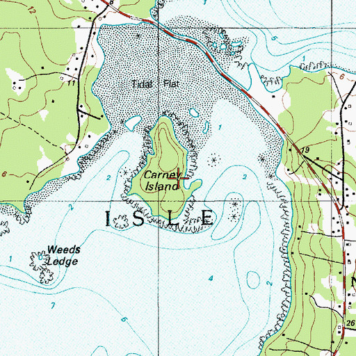 Topographic Map of Carney Island, ME