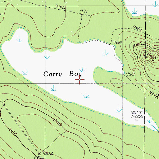 Topographic Map of Carry Bog, ME