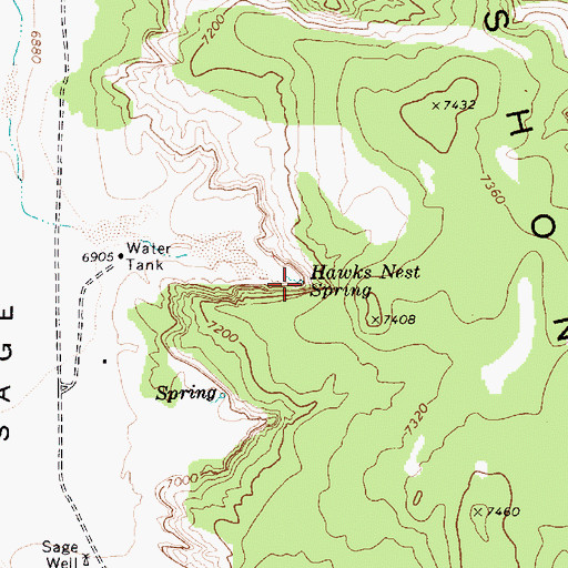 Topographic Map of Hawks Nest Spring, AZ