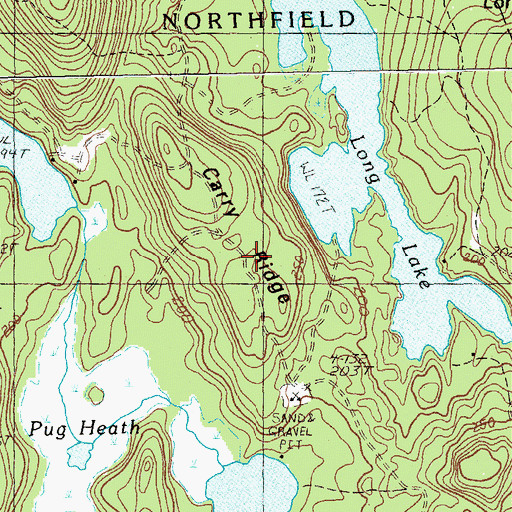 Topographic Map of Carry Ridge, ME