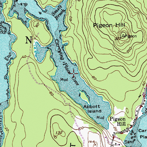 Topographic Map of Carrying Place Cove, ME