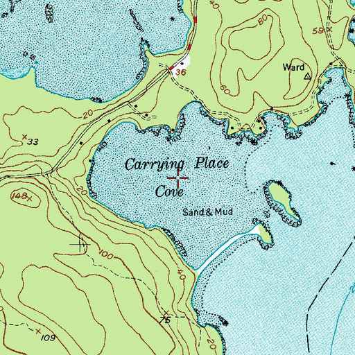 Topographic Map of Carrying Place Cove, ME