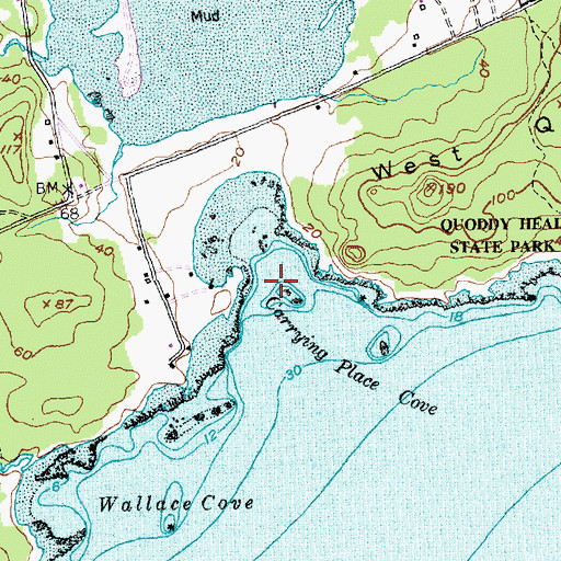 Topographic Map of Carrying Place Cove, ME