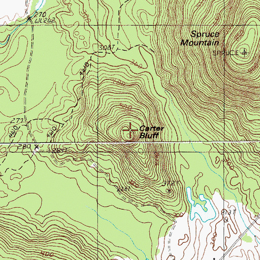 Topographic Map of Carter Bluff, ME